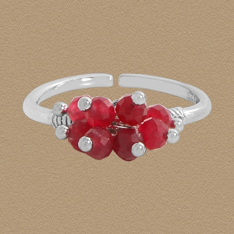 S925 Sterling Silver Adjustable Open Ring For Women Minimalist Cluster Red Rhinestone Geometric Jewelry Finger Ring Gift