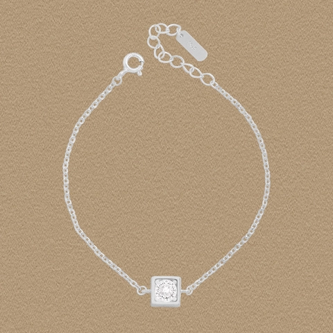 Pulsera de Plata de Ley S925 con Circonia Cuadrada Para Mujer Minimalista Cadena Delicada Joyería Regalo Moda