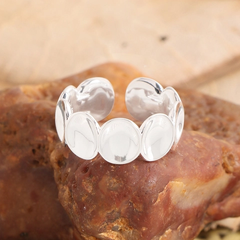S925 Sterlingsilber Oval Konkav Ring Für Damen Minimalistisch Glatt Verstellbar Offen Fingerring Geometrischer Schmuck