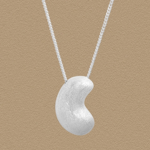 Minimalist 925 Sterling Silver Bean Pendant Necklace For Women Frosted Matte Finish Heavy Industry Clavicle Chain Jewelry