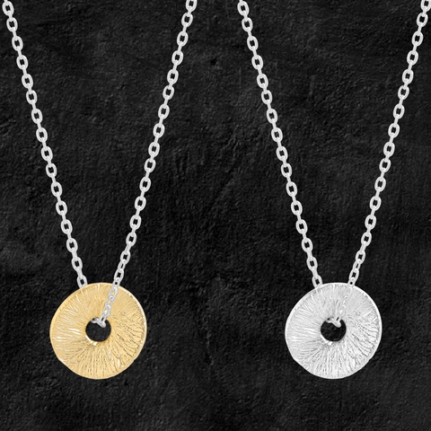 Minimalist 925 Sterling Silver Radiating Round Pendant Necklace Vintage Texture Clavicle Chain Jewelry Gift For Women