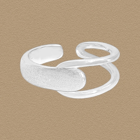 925 Sterling Zilveren Dubbellaagse Holle Ring Voor Dames Minimalistisch Mat Geborsteld Verstelbare Open Vingerring Sieraden