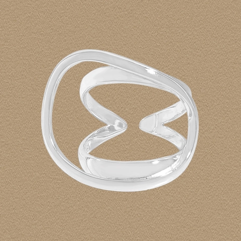 Minimalistischer S925 Sterlingsilber Unregelmäßiger Geometrischer Offener Ring Für Damen Verstellbarer Moderner Fingerring Schmuck