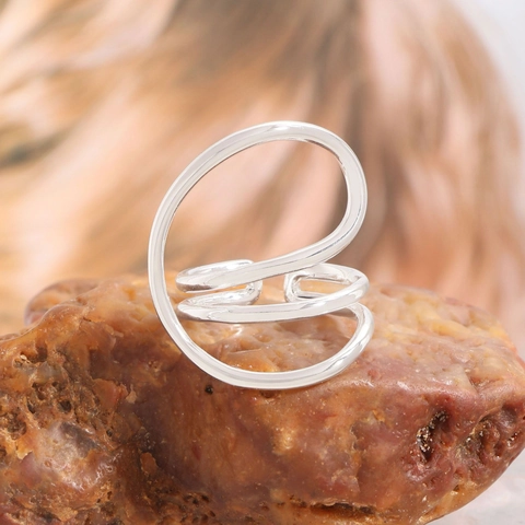 S925 Sterling Zilveren Gebogen Lijn Open Ring Voor Dames Minimalistische Onregelmatige Geometrische Ring Sieraden Cadeau