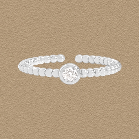 Elegant S925 Sterling Silver Adjustable Open Ring For Women Beaded Bubbles Zirconia Inlaid Minimalist Dainty Fashion Finger Ring Gift