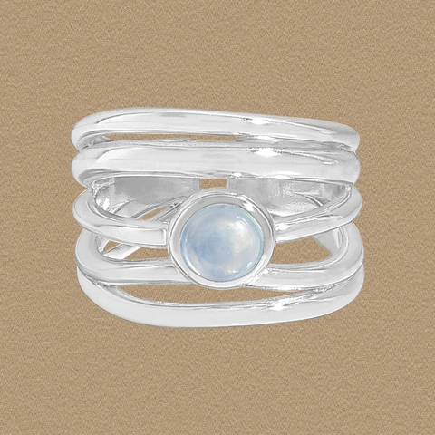 Aquamarin Ring 925 Sterlingsilber Minimalistisch Unregelmäßige Linien Verstellbarer Offener Ring Schmuck Für Damen Geschenk