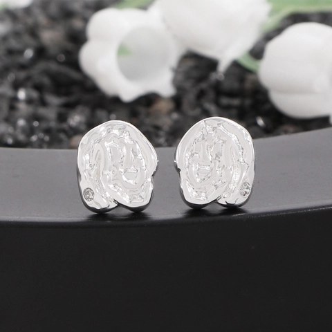 Orecchini A Lobo Con Trama Lavica Irregolare Argento Sterling 925 Design Organico Minimalista Per Donne