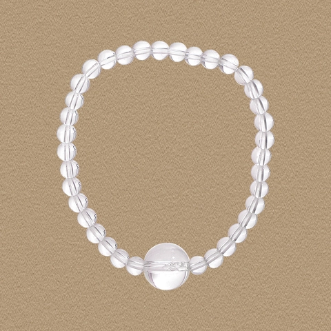 S925 Sterling Silver White Crystal Beaded Bracelet For Women Minimalist Natural Stone Round Beads Elastic Rope Bracelet Jewelry Gift