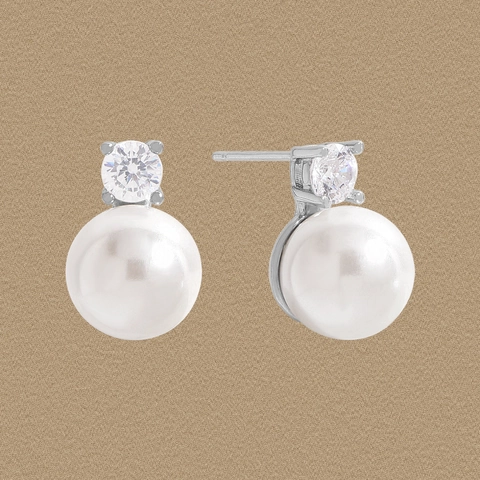 925 Sterlingsilber Künstliche Perle Ohrstecker Für Damen Strass Geometrische Ohrringe Elegant Ins Stil High-End-Gefühl Schmuck