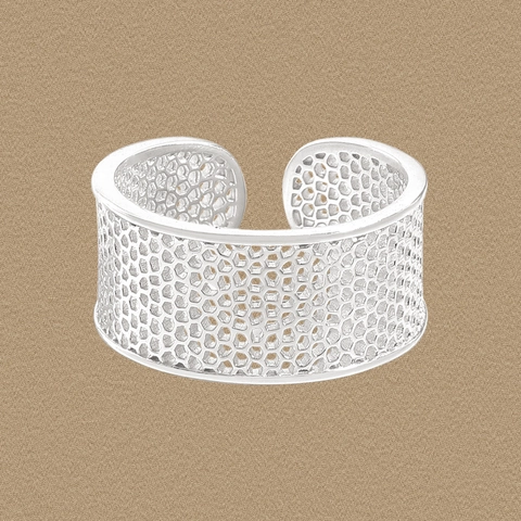 925 Sterling Silver Honeycomb Ring For Women Hollow Mesh Geometric Adjustable Open Ring Minimalist Jewelry Korean Style Finger Ring