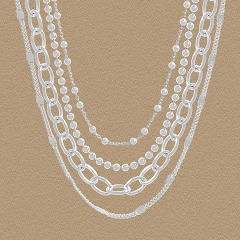 Collana in Argento Sterling 925 per Donna Minimalista Catena a Sfere Maglia Ovale Pendente a Cuore Strass Gioielli Regalo