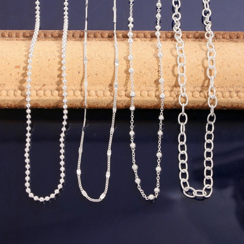 Collana in Argento Sterling 925 per Donna Minimalista Catena a Sfere Maglia Ovale Pendente a Cuore Strass Gioielli Regalo