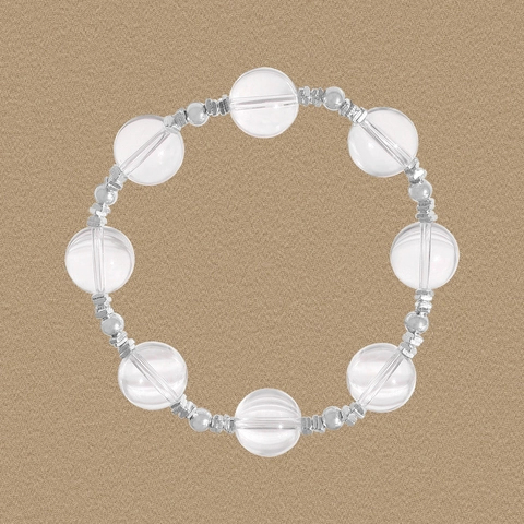 Bracciale in Argento Sterling 925 con Perle di Cristallo Naturale per Donna Minimalista Pepite d'Argento Corda Elastica Stile Coreano Gioielli