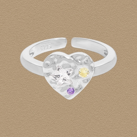 S925 Sterling Zilver Lavatextuur Hart Ring Voor Dames Verstelbaar Ster Zirconia Ingelegde Vintage Niche Ontwerp Ring