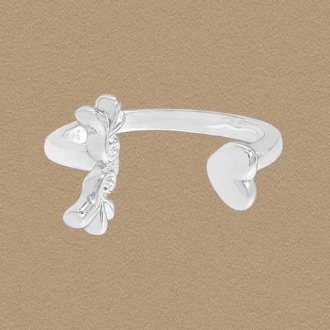 Anello Aperto Regolabile in Argento Sterling S925 Con Ali e Cuore Per Donna Gioielli di Tendenza Con Strass e Ali di Cuore