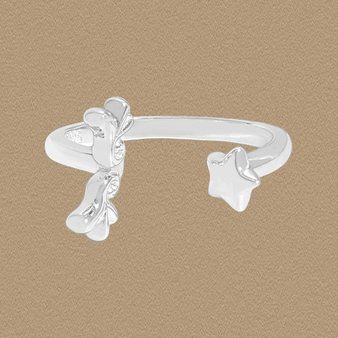 Minimalistischer 925 Sterlingsilber Stern Flügel Asymmetrischer Offener Verstellbarer Ring Für Damen Modeschmuck Fingerring Geschenk