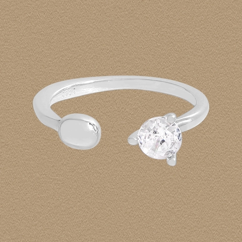 S925 Sterling Silver Open Adjustable Ring For Women Minimalist Geometric Round Ball Design High Quality Zirconia Inlaid Fashion Jewelry