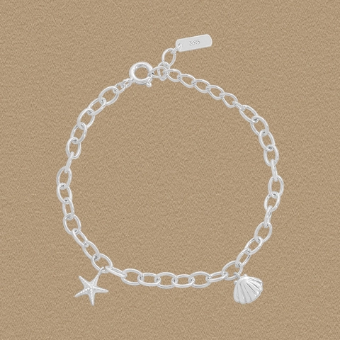 925 Sterling Silber Armband Seestern Muschel Ozean Anhänger Strand Schmuck Für Damen Elegant Zart Meeresleben Geschenk