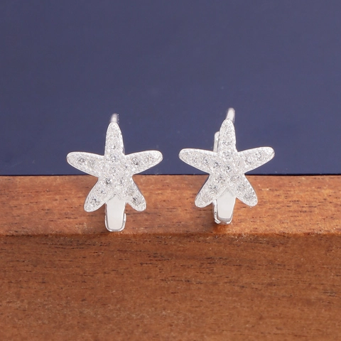925 Sterlingsilber Seestern Huggie Creolen Für Damen Strass-Verzierung Stern Zierliche Kleine Ohrringe Schmuck Geschenk