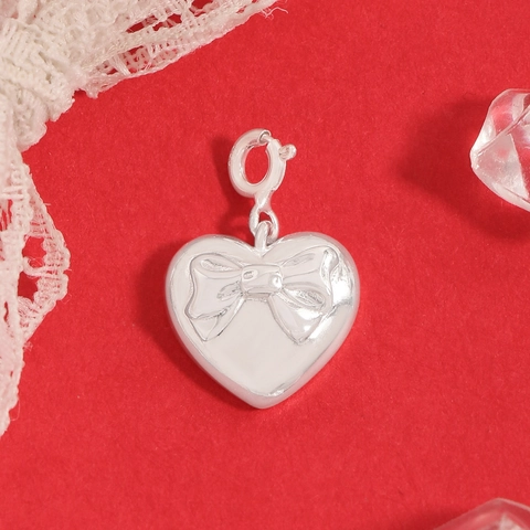 925 Sterlingsilber Schleife Herz Anhänger Für Damen Süßer Bogen DIY Schmuck Charm Zubehör Eleganter Romantischer Schmuck Geschenk