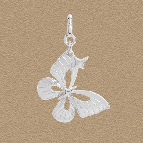 925 Sterling Silver Butterfly Pendant With Star Detail Hollow Design Electroplated Brushed Texture Jewelry Charm For Women