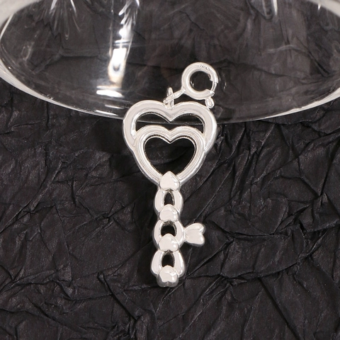 925 Sterling Silver Heart Key Pendant For Women Korean Ins Style Hollow Heart Shaped Silver Jewelry Pendant Accessories