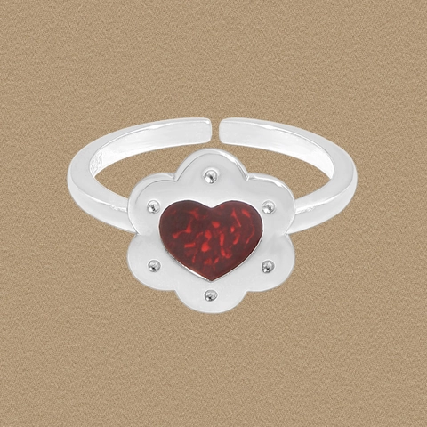 S925 Sterling Silber Offen Verstellbar Herz Blume Ring Für Damen Rot Tropfglasur Herz Blütenblatt Koreanischer Ins-Stil Mode Schmuck Ring