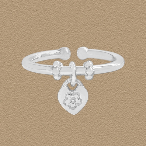 925 Sterlingsilber Offener Ring Mit Herzanhänger Blumen Gravur Verstellbarer Minimalistischer Fingerring Für Damen Schmuck Geschenk