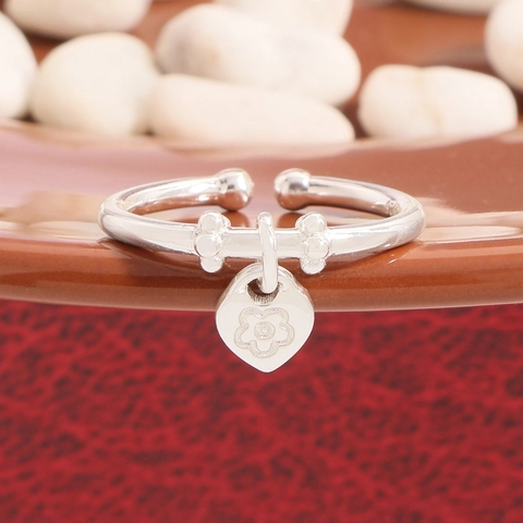 925 Sterlingsilber Offener Ring Mit Herzanhänger Blumen Gravur Verstellbarer Minimalistischer Fingerring Für Damen Schmuck Geschenk