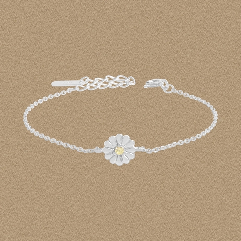 S925 Sterling Silver Daisy Bracelet For Women Zirconia Flower Charm Adjustable Chain Korean Style Elegant Jewelry Gift