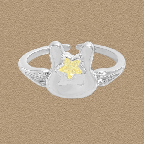 925 Sterling Zilver Konijn Open Ring Voor Dames Verstelbare Ster Strass Vingerring Ins Stijl Niche Ontwerp Leuke Dieren Sieraden Cadeau