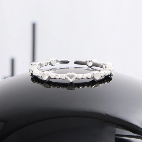S925 Sterling Silber Herz Offener Ring Für Damen Perlen Hohl Herz Verstellbarer Fingerring Minimalistischer Schmuck Geschenk