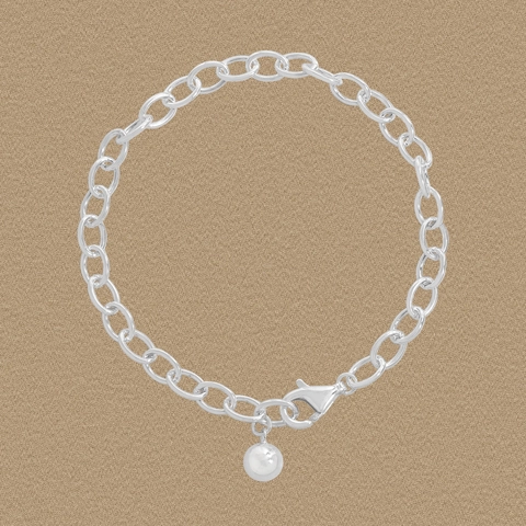S925 Sterlingsilber Oval Gliederkette Armband Für Damen Minimalistisch Perlenanhänger Handschmuck Retro High End Ins Stil