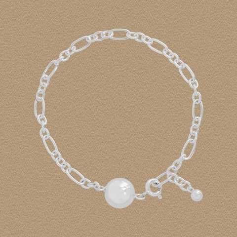 S925 Sterlingsilber Armband Für Damen Minimalistische Figarokette Mit Poliertem Kugel-Anhänger Koreanischer Stil Modeschmuck