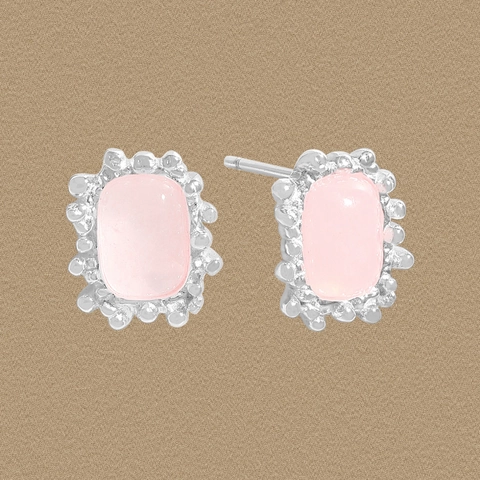 Elegante 925 Sterlingsilber Geometrische Ohrstecker Für Damen Rosa Rosenquarz Koreanischer Ins Designer Schmuck Geschenk