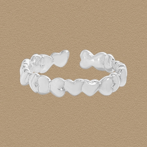Anello Aperto a Cuore Irregolare in Argento Sterling S925 per Donna Anello a Maglia a Cuore Minimalista Regolabile Gioielli Coreani