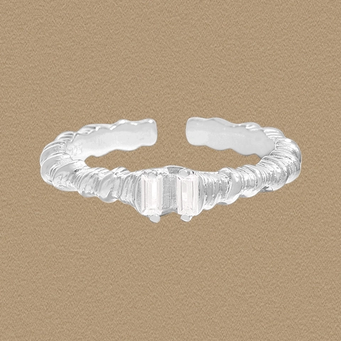 Anillo Abierto de Plata de Ley 925 Textura Espiral Irregular para Mujer Diseño Minimalista Diamantes de Imitación Anillo Ajustable Joyería Regalo