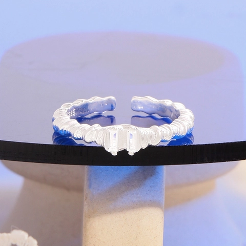 Anillo Abierto de Plata de Ley 925 Textura Espiral Irregular para Mujer Diseño Minimalista Diamantes de Imitación Anillo Ajustable Joyería Regalo