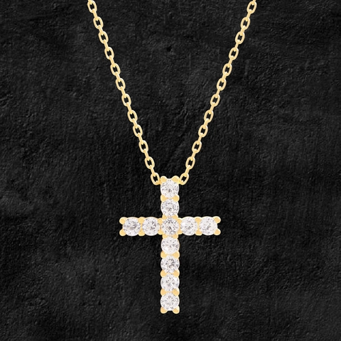 925 Sterlingsilber Kreuz Anhänger Halskette Für Damen Vergoldet Zirkonia Eingelegt Minimalistischer Schmuck Schlüsselbeinkette