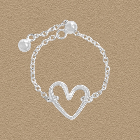 S925 Sterlingsilber Verstellbarer Herz Kette Ring Für Damen Minimalistisch Koreanischer Stil Ins Design Herzform Zugring