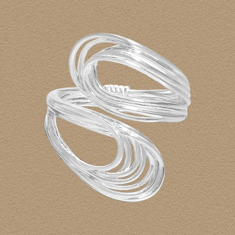 Anillo de Línea de Bobinado Multicapa de Plata de Ley S925 para Mujer Anillo de Dedo Abierto Ajustable Minimalista Accesorio Joyería Moda