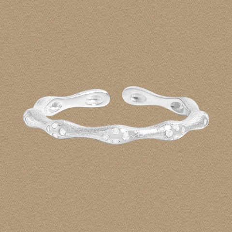 Anello Aperto Regolabile in Argento Sterling 925 per Donna con Zirconia Intarsiata Geometrica Testurizzata Gioielli di Moda Stile Moderno Semplice Regalo
