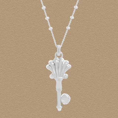 Collier Pendentif Clé en Argent Sterling 925 et Coquillage pour Femme Cœur Mode Minimaliste Bijoux Cadeau Anniversaire