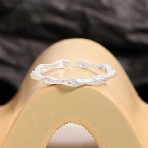 Anello Aperto Regolabile in Argento Sterling 925 per Donna con Zirconia Intarsiata Geometrica Testurizzata Gioielli di Moda Stile Moderno Semplice Regalo