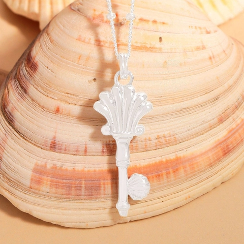 Collier Pendentif Clé en Argent Sterling 925 et Coquillage pour Femme Cœur Mode Minimaliste Bijoux Cadeau Anniversaire