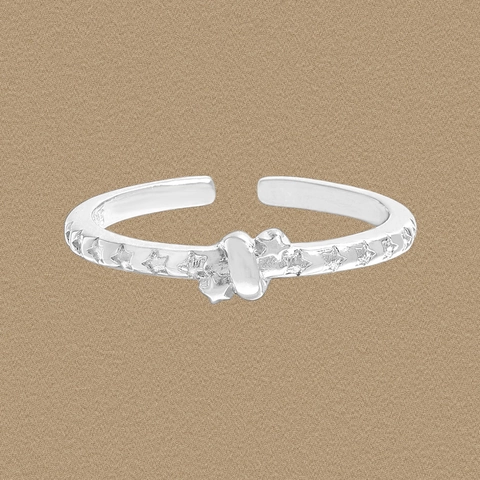 S925 Sterling Silver Star Adjustable Open Ring For Women Korean Ins Style Pentagram Knot Design High Sense Silver Ring