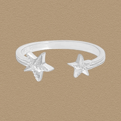 S925 Sterling Zilveren Ster Zeester Open Ring Voor Vrouwen Verstelbaar Sprankelende Strass Minimalistische Ins Stijl Sieraden Cadeau