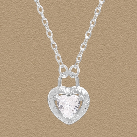 Collana con Pendente a Cuore in Argento Sterling 925 per Donna Zirconia Intarsiato Lucchetto a Cuore Choker Stile Ins Coreano Gioielli
