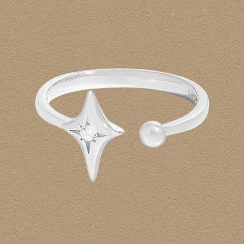 Minimalistische 925 Sterling Zilveren Ster Open Ring Voor Vrouwen Verstelbare Zirconia Ingelegde Geometrische Vingerring Sieraden Cadeau