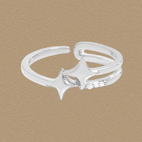 S925 Sterlingsilber Doppelschicht Sternenstrahl Offener Ring Für Damen Verstellbare Zirkonia Stern Ringe Minimalistischer Modeschmuck